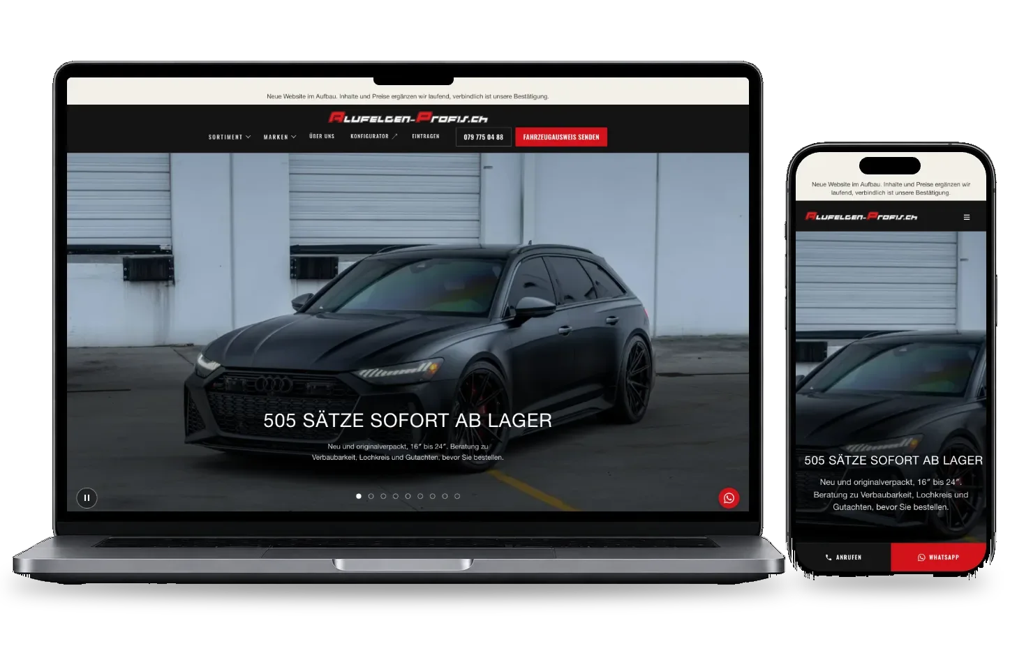 Website Alufelgen-Profis auf MacBook und iPhone