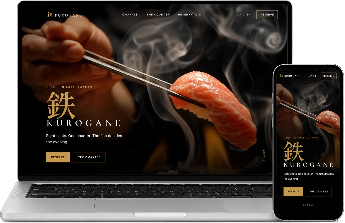 Website KUROGANE auf MacBook und iPhone
