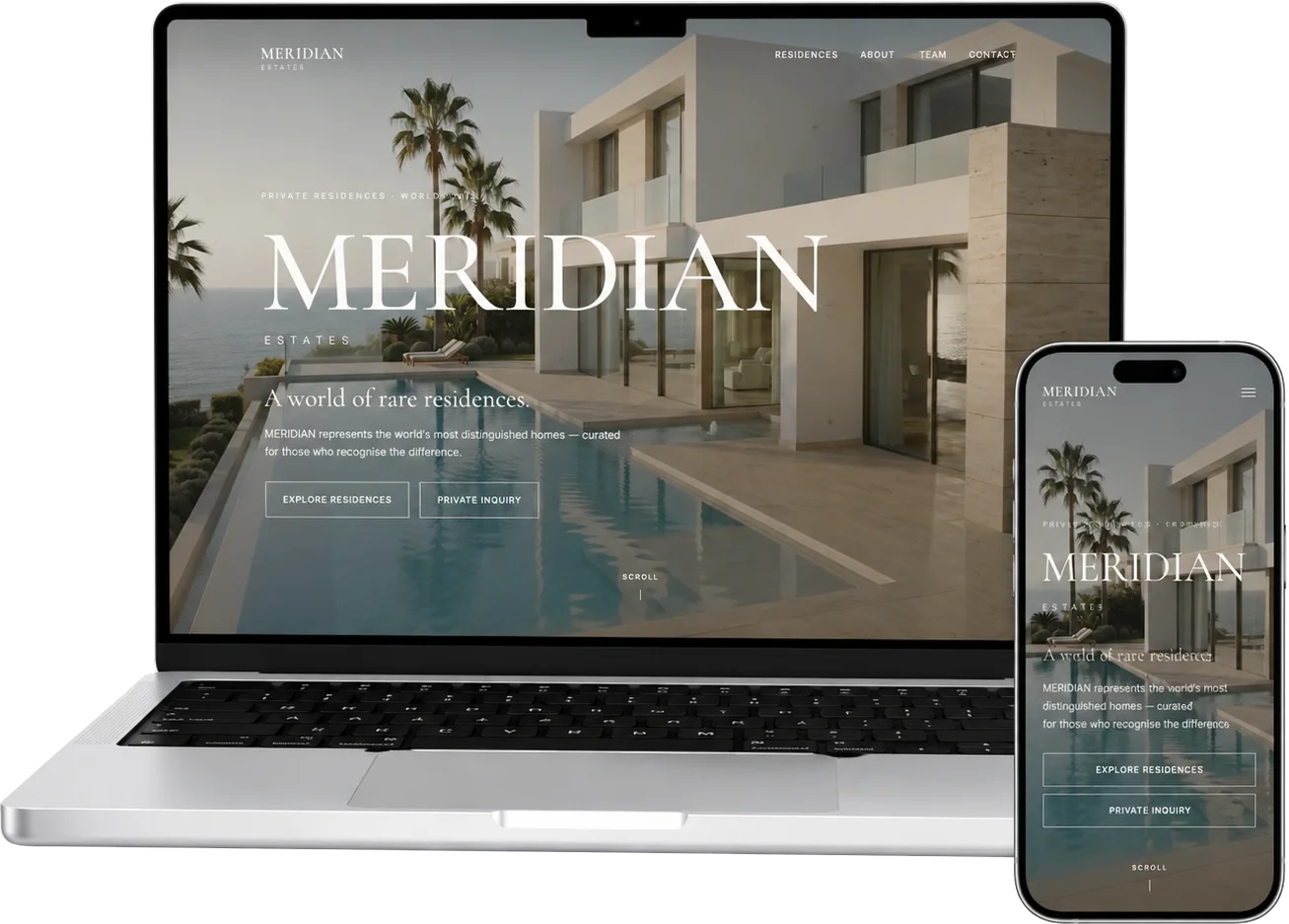 Website MERIDIAN auf MacBook und iPhone