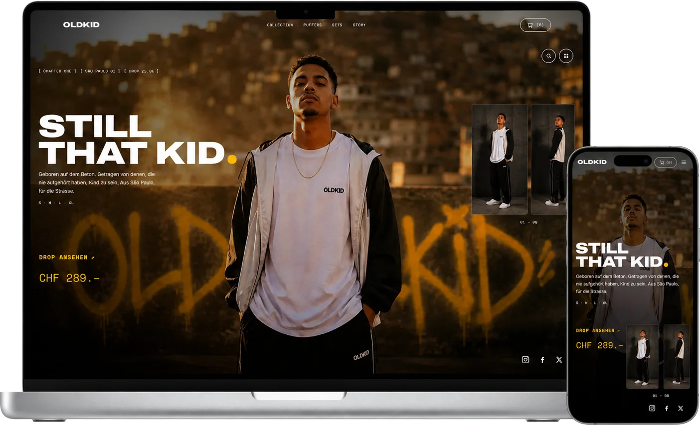 Website OLDKID auf MacBook und iPhone