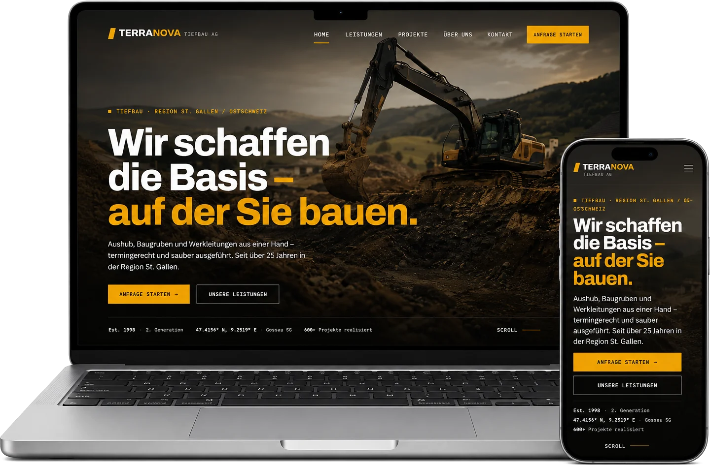 Website TERRANOVA auf MacBook und iPhone
