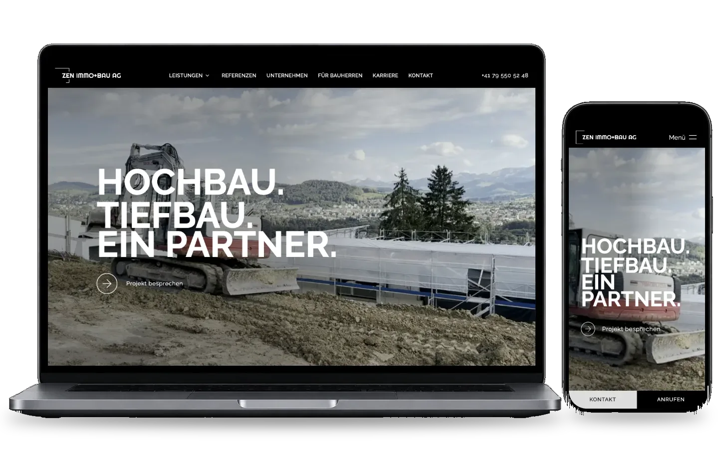Website Zen Immo+Bau auf MacBook und iPhone