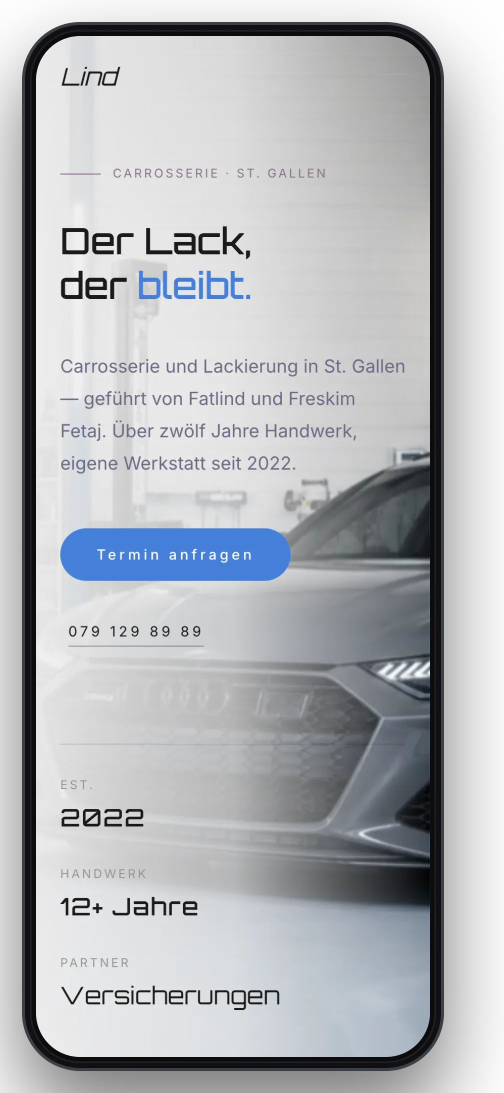 Carrosserie Lind auf dem iPhone, von Lokalspot gebaut