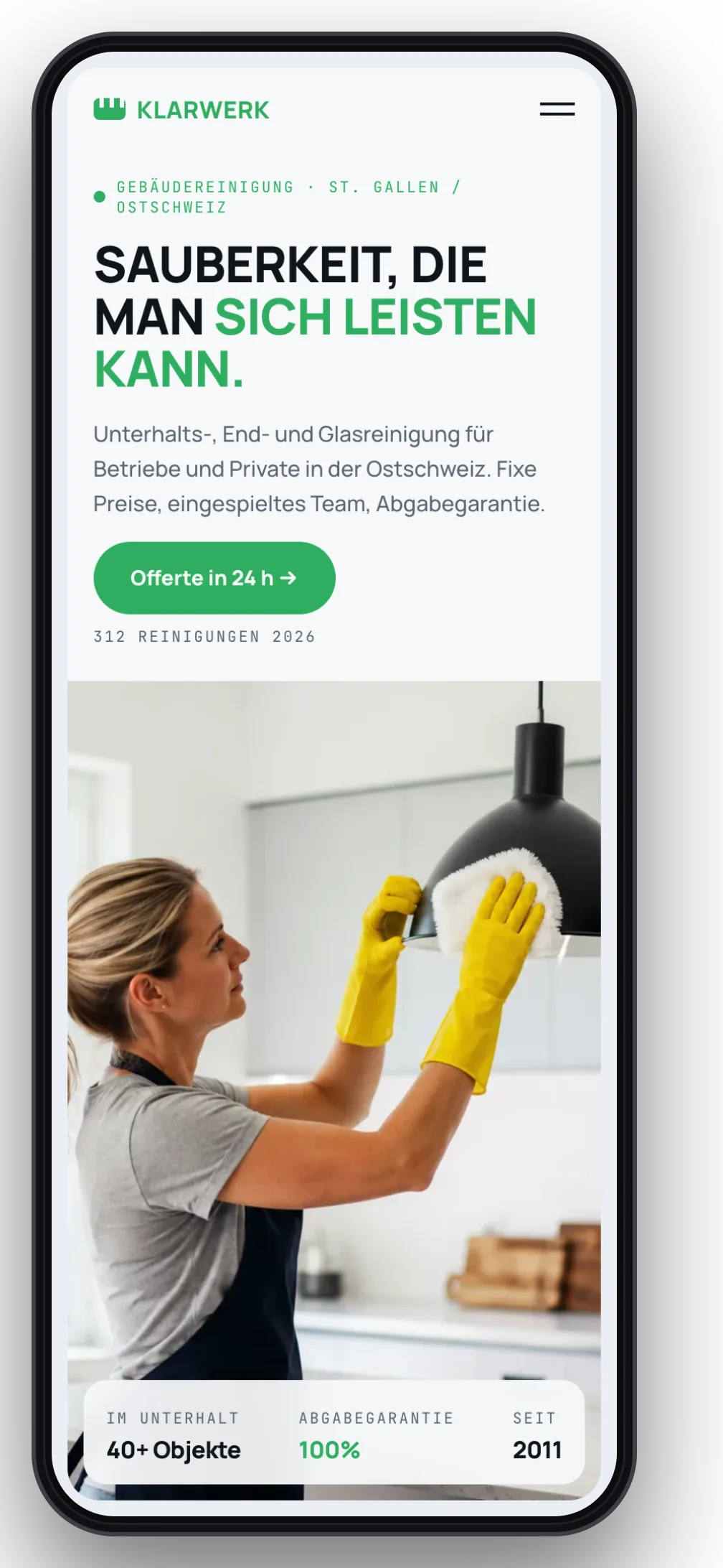 Lokalspot-Projekt für Reinigung auf dem iPhone